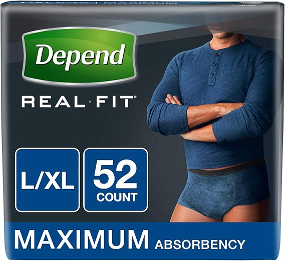 Depend Real Fit Incontinence Underwear for Men, Maximum Absorbency, L