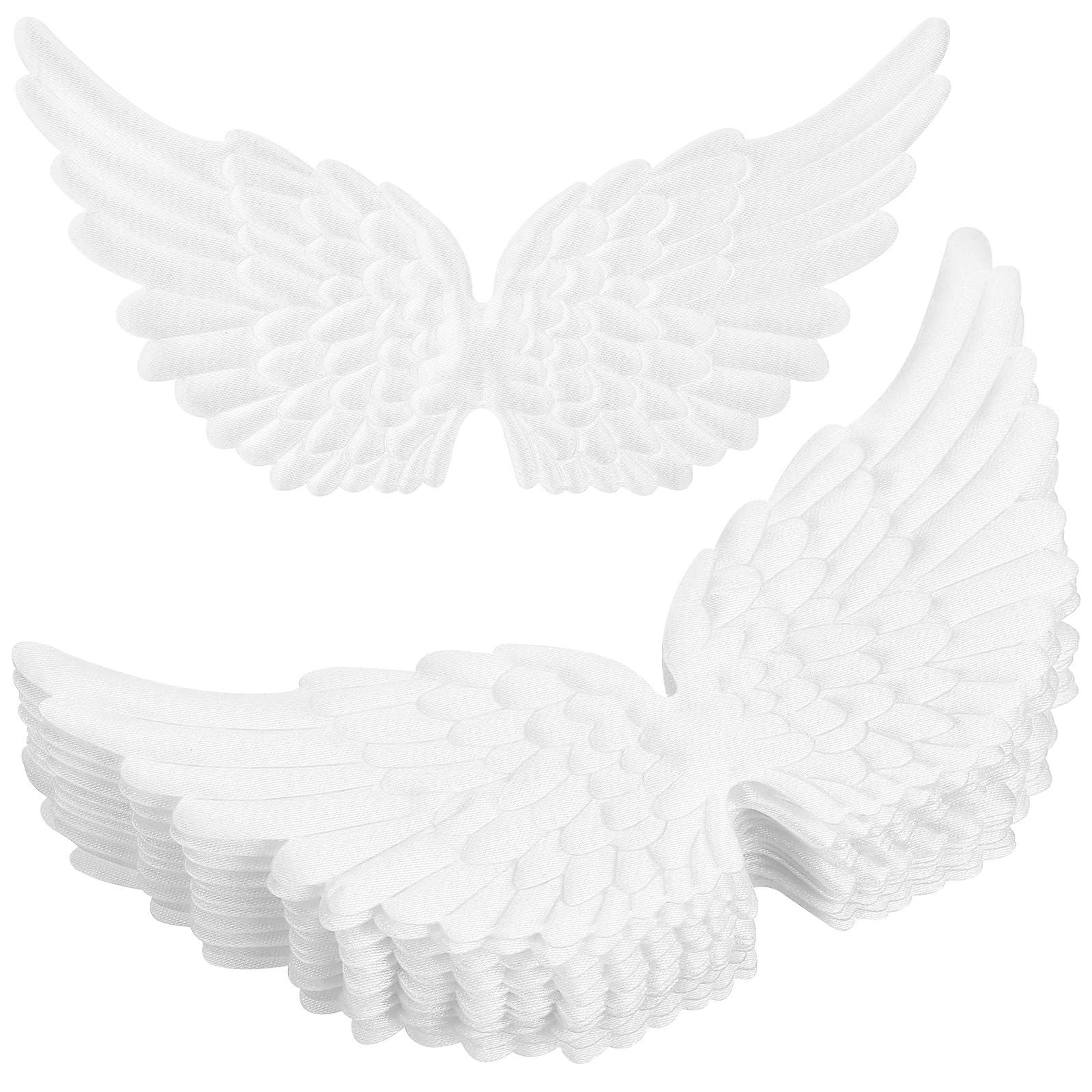 NUOBESTY 12PCS Angel Wings Fabric Wings Patches for Party DIY Crafts Hair Accessories (White)