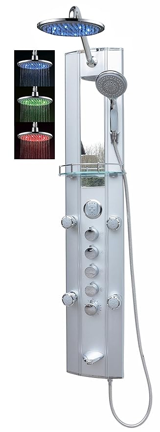 Thermostat Duschpaneel Duschsäule Brausepaneel Duschsystem Badewanneneinlauf große Led Regendusche runde Regenwald Dusche 6 M