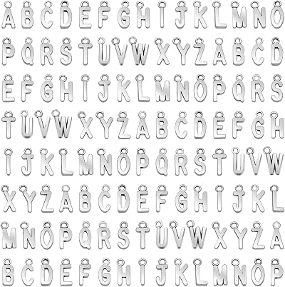 SANNIX 156Pcs Alphabet Letter Charms 6 Sets A-Z with 200 Jump Rings