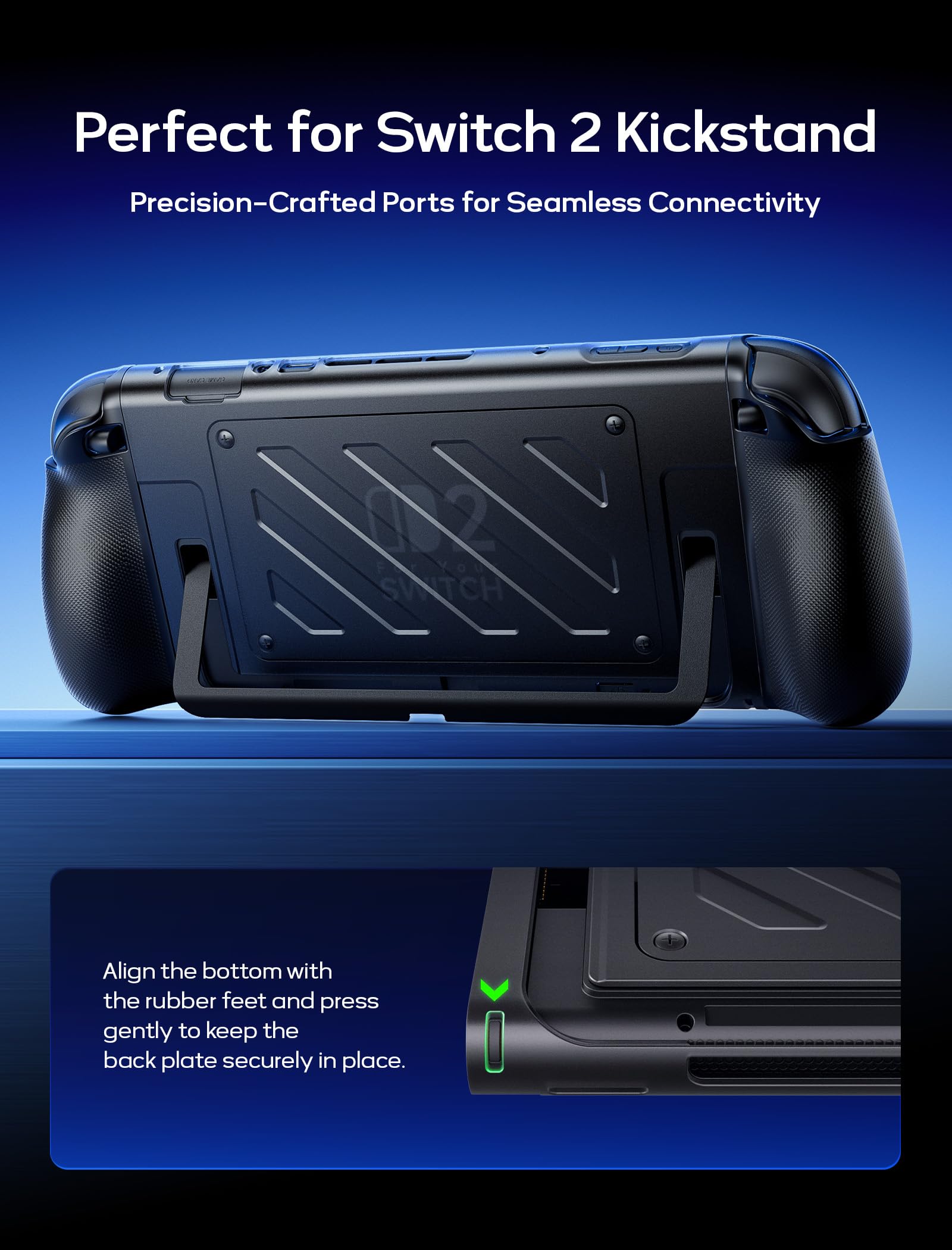 JSAUX Split-Schutzhülle für Switch 2, TPU-Mittelrahmen & PC-Frontabdeckung, Rutschfester Ergonomischer Griff, Platz für 10 Spielekarten, Unterstützt Standfunktion, Stoßfest & Kratzfest, PC0114 4