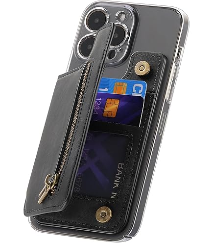IYOVI White Bea - Funda Para Teléfono Con Cuernos, Tarjetero Para Pegar En El Teléfono, Billetera De Cuero, Bolsillo Adhesivo Para Teléfono Compatible Con La Mayoría De Teléfonos Celulares