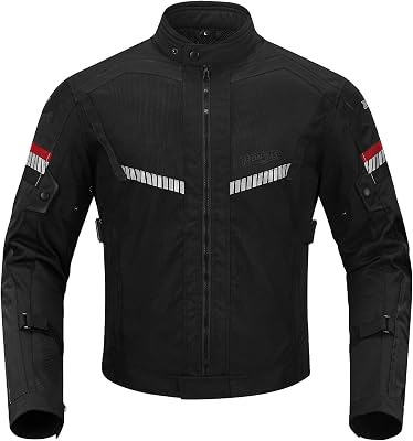 Motorradjacke, CE-konform, mit Protektoren, Sommer, reflektierend