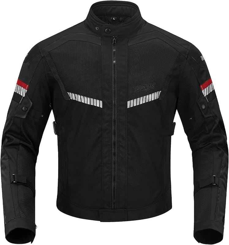 Motorradjacke, CE-konform, mit Protektoren, Sommer, reflektierend