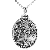 ONEFINITY Cremation Urn Necklace for Ashes Sterling Silver Tree of Life Locket Necklace That Holds Pictures Cremation Keepsake Memorial Ash Jewelry for Women Men