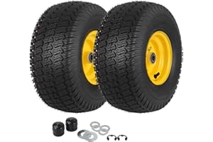GICOOL (2 Pack) 15x6.00-6 Tubeless Tire and Wheel, 3" Offset Hub, 3/4" Bearing, 4 Ply, 15x6-6 Replacement Riding Lawn Mower Front Tires, Compatible with 100 and 300 Series John Deere Riding Mowers