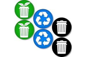 VINYL FRIEND 6 Recycle Compost and Trash Logo Stickers - Organize Trash - for Metal or Plastic Garbage cans, containers and Bins - Indoor & Outdoor - Home, Kitchen, Office - Premium Decal (Compost, Small)