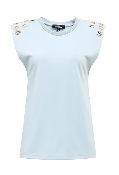 PANTORA WOMEN’S MONICA GROMMET TEE, BLUE, X-SMALL
