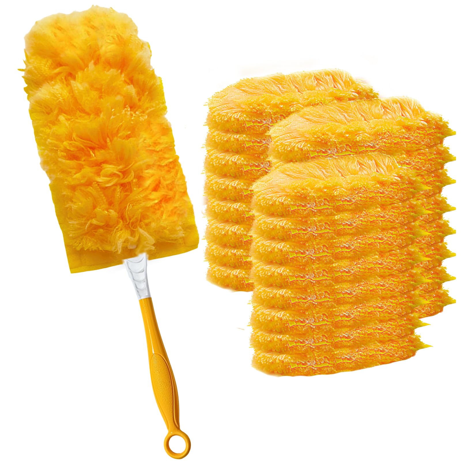 ハンドル付きダスターリフィル18個。静電気除去ブラシキット。使い捨て交換用ヘッド。Swiffer Dusterリフィルに対応。