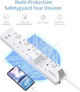 PIBEEX 5M 13A 4 Way Power Strip 2 USB Extension Lead with Individual Switches view 2