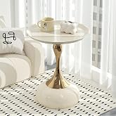 Elegant Modern Side Table - Featuring a Unique Hourglass Design, Ideal for use in Living Rooms, cafes, Dining Rooms, bedrooms, and Outdoors - a Fashionable Decoration (1, Off White)