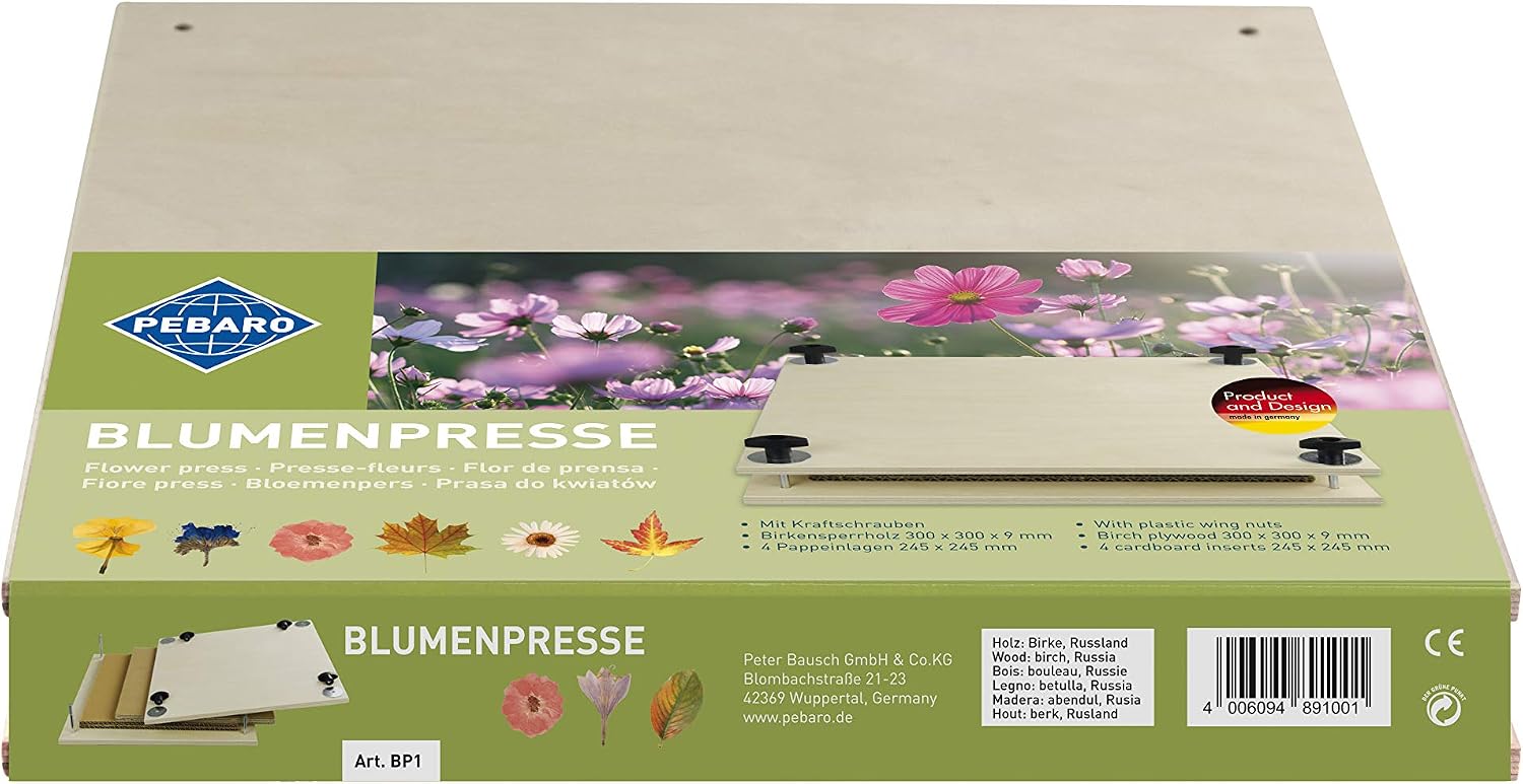 PEBARO BP1 Flower Press Birch Plywood with 4 Cardboard Inserts Printable, Natural wood, medium-sized - Image 3