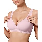 OEAK Womens Deep V Bras Wireless Comfortable Bra Supportive No Underwire Bras Tshirt Push Up Bralettes Plunge Seamless Bra