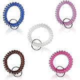 BIHRTC Pack of 5 Colorful Spring Spiral Coil Keychain Coil Bracelets Stretchy Keychain Key Chain Bracelet Wrist Coil Key Chain Wrist Band Key Ring Wrist Key Holder Keychain Wrist Random Color