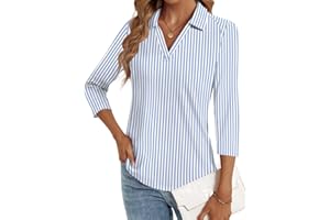 LYHIPSS 3/4 Length Sleeve Womens Tops Dressy Casual V Neck Polo Shirts Business Work Blouses 2025 Trendy Tunic Top