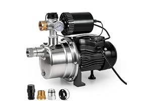 ENKREEFI 3/4 HP Water Pressure Booster Pump for House, Shallow Well Pump with Pressure Tank, Stainless Steel 1050 GPH 110V Auto On/Off Water Booster Pump, Irrigation Garden Sprinkler Pump for Home