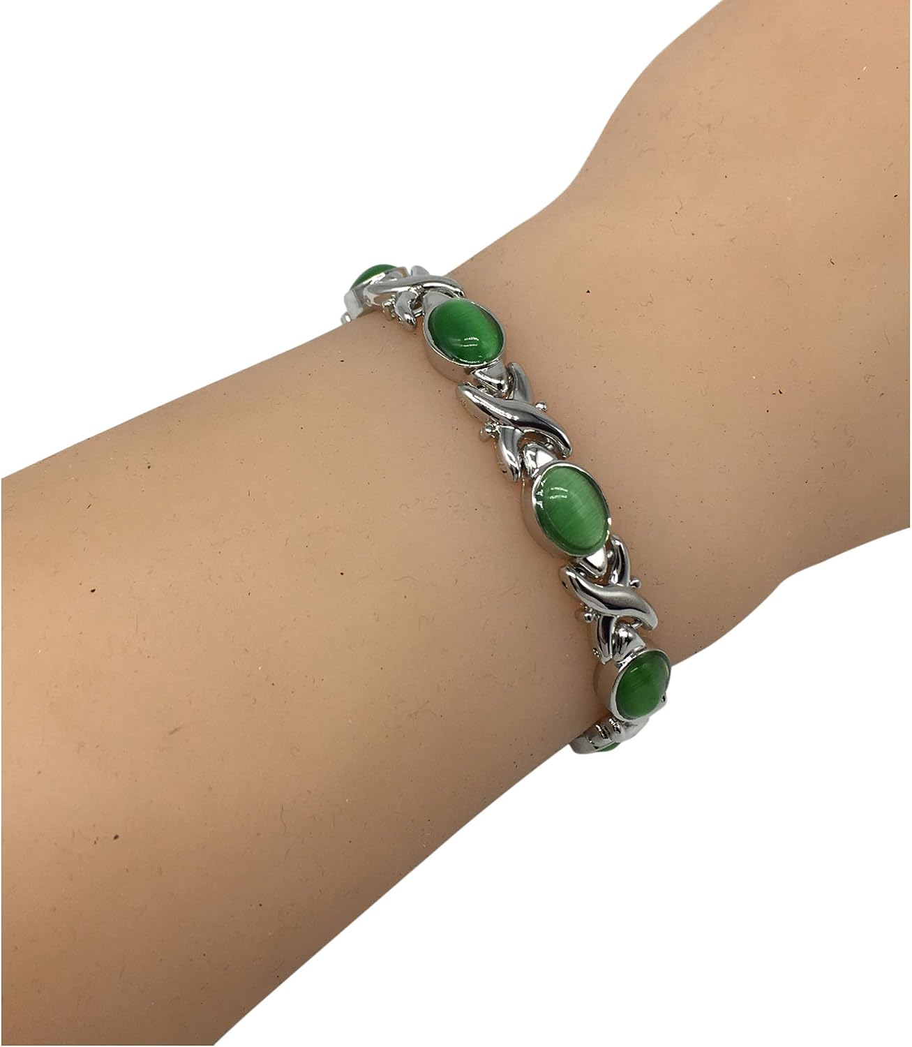 Helena Rose Ladies Magnetic Health Bracelet for Women - Green Cats Eye Semi Precious Stones - All Natural Pain Relief for Joint Stiffness - Includes Jewellery Gift Box - Image 4