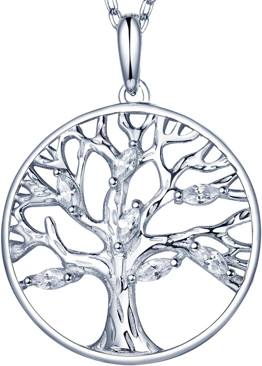 925 Sterling Silver Tree Of Life Pendant Charms Necklaces For Women Long jewelry chain Christmas Gift