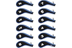 Andux 12pcs/Set Golf Iron Club Head Covers Number Print Long Neck with Zipper