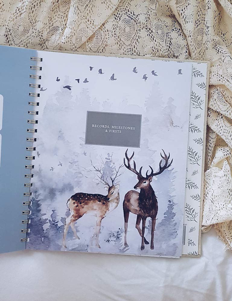 Unisex Baby Memory Book | Minimalist Baby First Year Keepsake for Milestones | Baby Books First Year Memory Book | Simple Baby Scrapbook for Boy Girl Milestones | 60 Pages Natural Linen Wild - Peachly : Baby