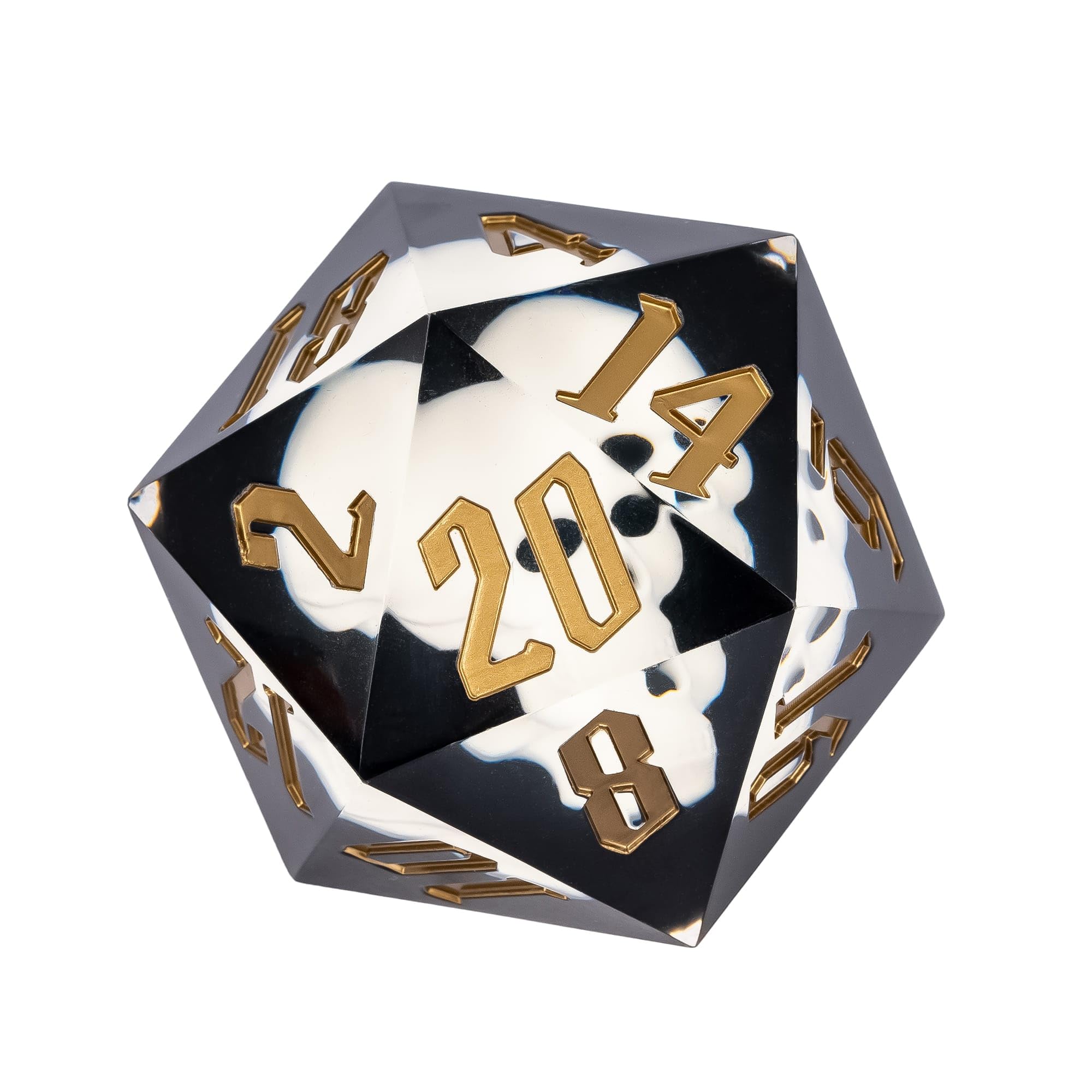 Cusdie Large D20 Dice 55mm with Sharp Edges, D&D 20 Sided Dice, Handmade DND Giant D20 for RPG, Table Games(White Skull w/Blue Butterfly)
