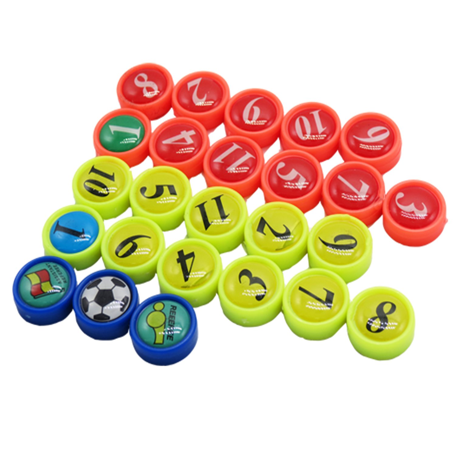26 Pcs Mini Football Magnets with Bag, BizoeRade Football Training Tactic Board Accessories, Perfect as Whiteboards, Lockers, or Fridge Magnets (Multicolor)