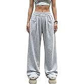 GORGLITTER Women's Oversized Baggy Sweatpants Wide Leg Drawstring Waist Track Pants with Pockets