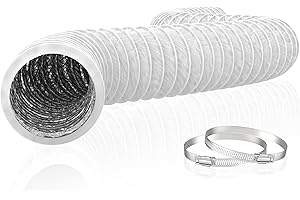 Hon&Guan Dryer Vent Hose 5 Inch Ducting Insulated 16FT Air Duct with 2 Clamps,Heavy-Duty Three Layer PVC and Aluminum Flexibl