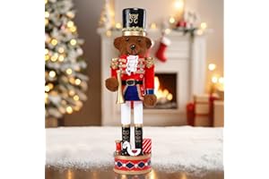 WONDER GARDEN Christmas nutcrackers, 15 Inch Nutcracker Christmas Decor, Wooden Bear Trumpeter Solider Nutcracker Figures Ornaments, Nutcrackers Christmas Decorations for Shelves and Tables Decor