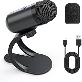 LIANGSTAR USB Computer Microphone, Podcast Mic Desktop with Mute Button for Recording Streaming, Omnidirectional Condenser, Plug&amp;Play Stand with Volume Control for PC, Laptop, Mac, YouTube