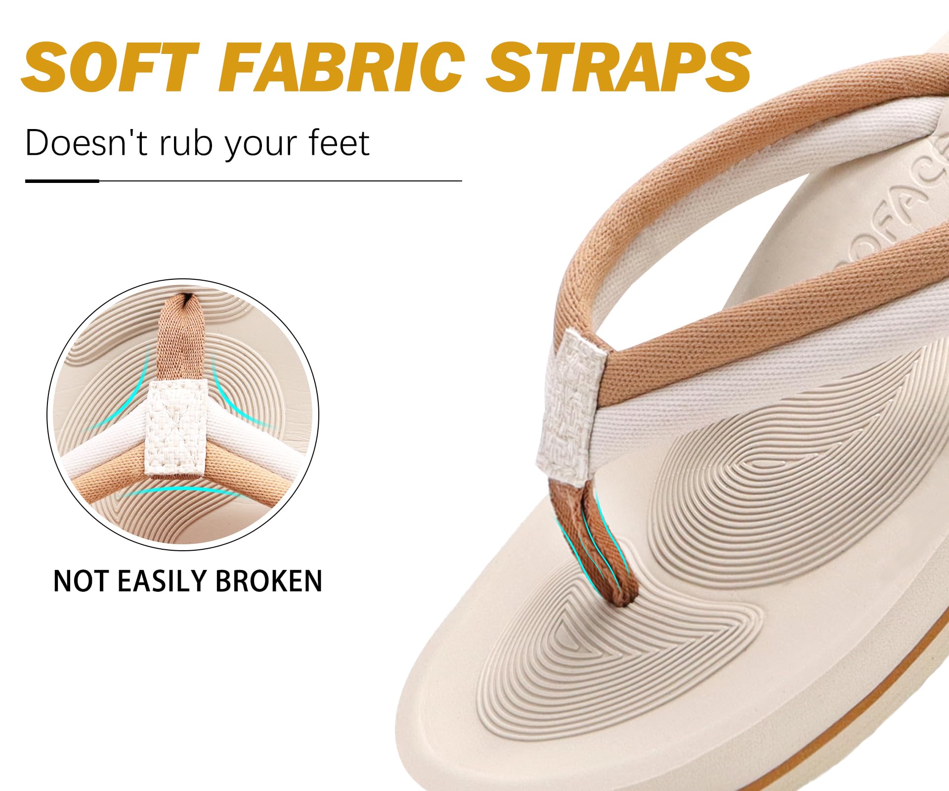 COFACE Damen Zehentrenner Sommer Flip Flops Frauen Bequem Mode Plateau Pantoffeln Sandalen Bade Strand Sport Zehentrenner rutschfest Gummifu ßbett EU38 weiß 5