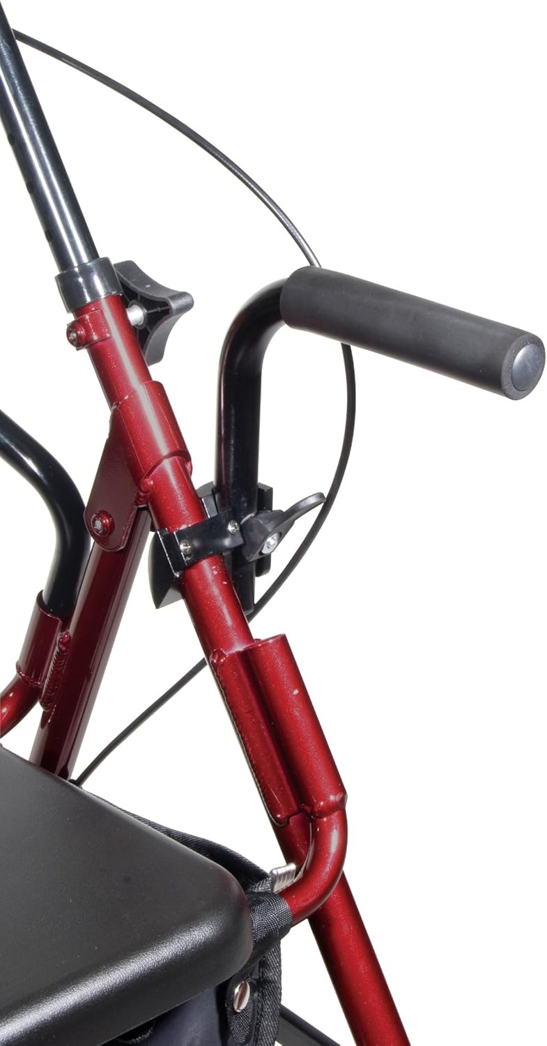 Drive Medical Duet Transport Wheelchair Rollator Walker, Burgundy: Health & Personal Care