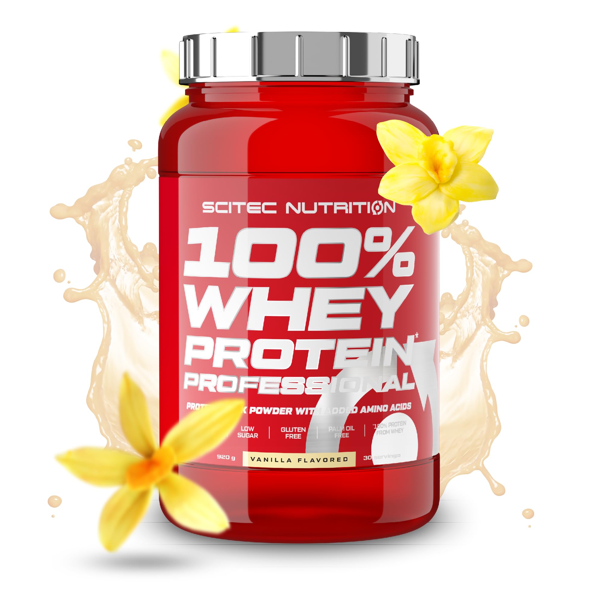 Scitec Nutrition 100% Whey Protein Professional โ Enhanced with Extra Amino Acids & Digestive Enzymes โ Gluten-Free โ Palm Oil Free, 920 g, Vanilla โ image 1