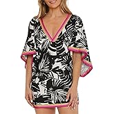 Trina Turk Women's Standard Lennox Swim Dress, Deep V-Neck, Beach Cover Ups