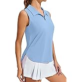 PINSPARK Women Golf Shirts Sleeveless UPF 50+ Tennis Polo V-Neck Quick Dry Athletic T Shirt 1/4 Zip Collar Workout Tank Top