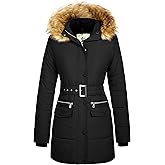 WenVen Women's Winter Warm Quilted Puffer Parka Jacket (Black, S)