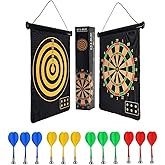 CX L SUM Magnetic Dart Board, Indoor Outdoor Dart Games for Kids with 12pcs Magnetic Darts, Safety Toy Games, Rollup Double Sided Board Game Set for Gifts