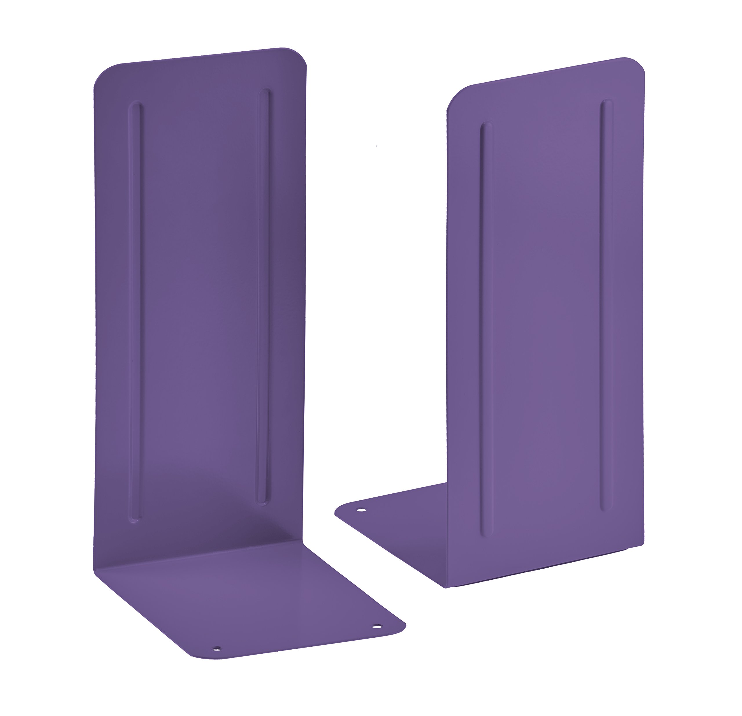 Acrimet Metal Bookends, Jumbo Size 23 cm H x 10 cm W x 11,5 cm D, Non-Skid Book Stand for Shelves, Heavy Duty Book Stopper, Purple, 1 Pair