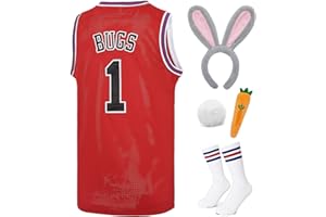 RESBAI Youth Basketball Jersey for Kids Lola #10 / Bugs #1 Space Movie Jerseys Halloween 90s Sports Jersey White/Red XS-XL