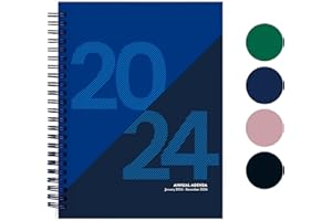 RILEYS & CO Rileys 2024 Planner - Day Planner 2024 Daily Weekly & Monthly, Flexible Cover, Notes Pages, Twin-Wire Spiral Binding, Agenda Planner, Geographic (8 x 6 inches, Blue)