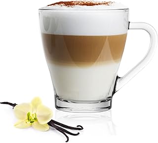 6 Cappuccinogläser mit Henkel und 6 Edelstahl-Löffeln (gratis) Kaffeegläser Teegläser Cappuccino Latte Macchiato