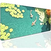 Koi Carp Fish Desk Pad Mouse Pad,Large Gaming Mouse Mat with Stitched Edges,Non-Slip Rubber Base Mousepad for Office PC Keyboard Laptop and Home Work Desk Mat(27.5X11.8 in)