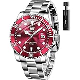 OLEVS Luxury Watches for Men, Large Face Dress Mens Stainless Steel Watch, Classic Waterproof Quartz Watches for Men, Gold/Black/Blue/Green/White/Gray/Red Dial