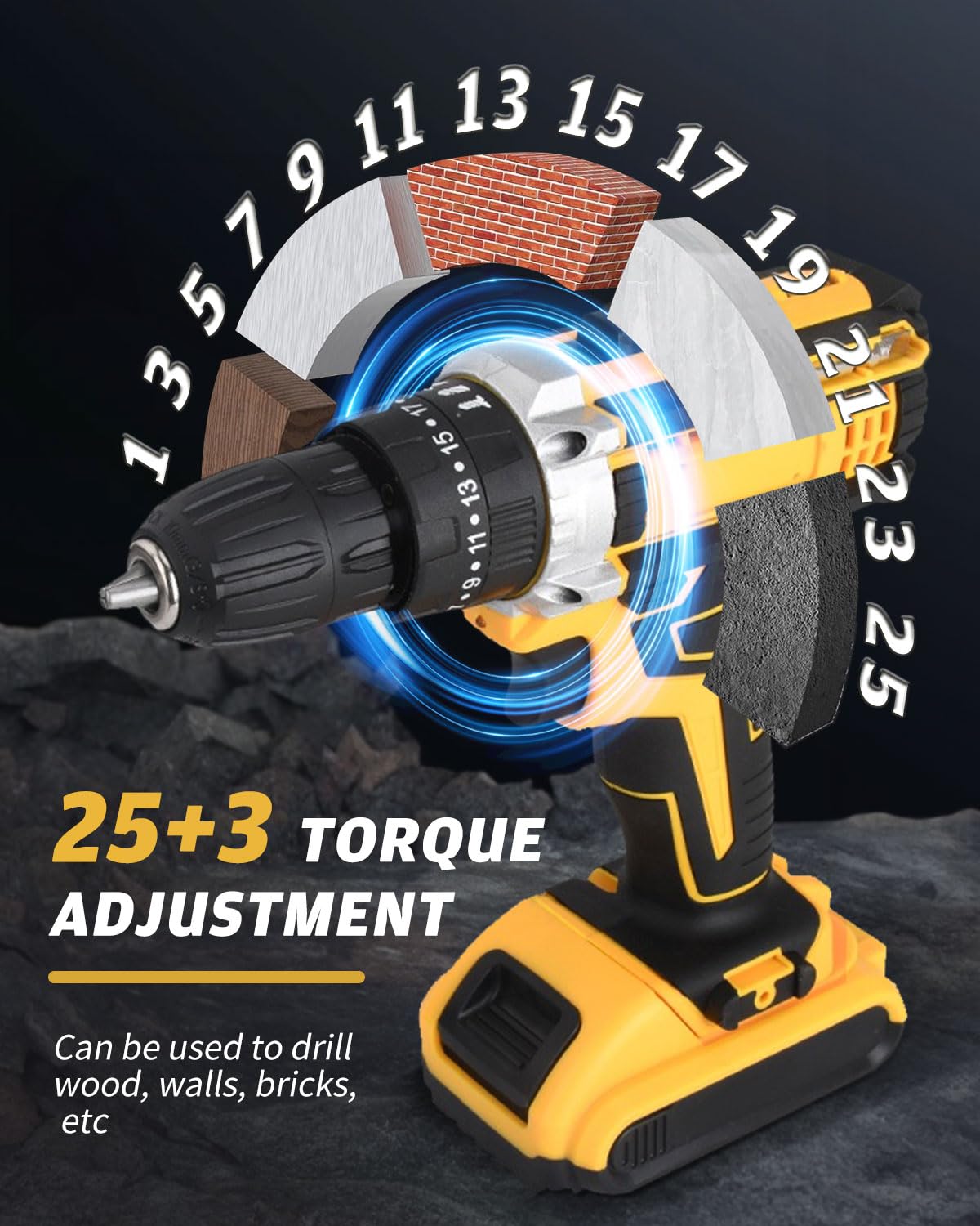 KALAHOL Cordless Drill Set 21V, 99PCS Electric Screwdriver Set with 2 Batteries 2000mAh, 25+3 Torque Cordless Hammer Drill, 42N.m Max, 2 Speed, LED Work Light for Home and Garden DIY Project