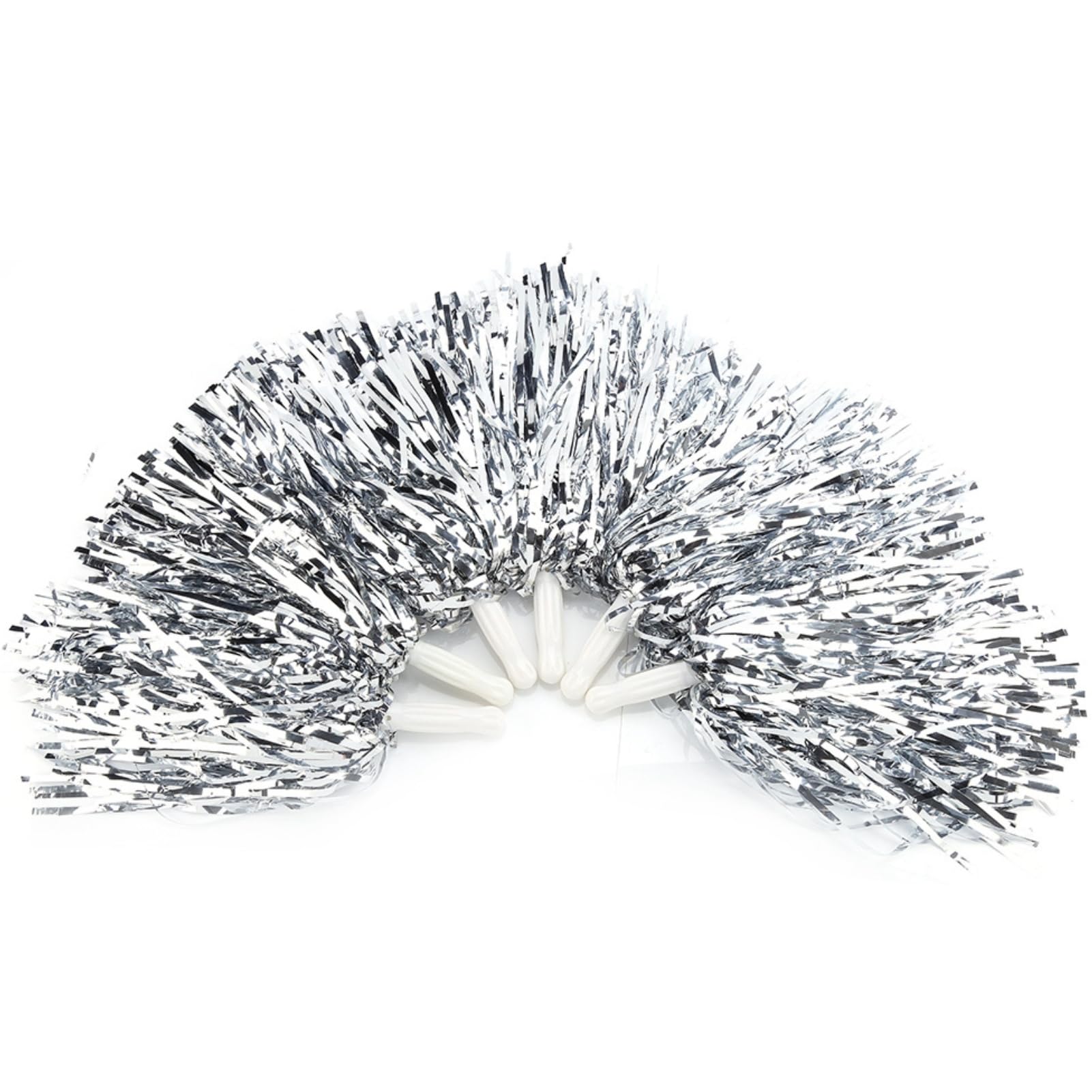 DEWIN 6 Piece Cheerleading Poms, Sports Pompoms Cheer Party Dance Accessory Tool for Sports Meetings, Stadium Party, Holiday Celebrations, Silver