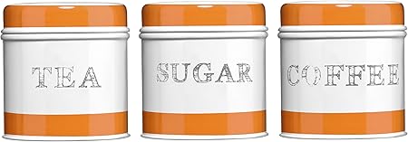 orange tea coffee sugar jars