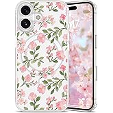 EYZUTAK Magnetic for iPhone 17 Case Flower Case Compatible with MagSafe, Pretty Floral Stylish Aesthetic Phone Cover Slim Clear Anti-Yellowing Protective Cover for Girls Women - Sakura Pink