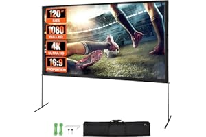 VEVOR Projector Screen with Stand, 120 inch 16:9 4K 1080 HD Outdoor Movie Screen with Stand, Wrinkle-Free Projection Screen w