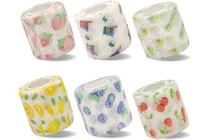 SafeSense 6 Pack Vet Wrap 2 inch for Dogs Horses, Pet Wrap Bandage Self Adhesive, Coban Bandages for Wounds Breathable Non Woven for Dog Cat Horse Pet Animals Fruit