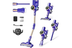 MHRMHR Cordless Vacuum Cleaner, 180° Bendable Wand Stick Vacuum Cleaners with Touch Screen, 8-in-1 Vacuum with Lightweight Rechargeable Battery, Longlasting Runtime for Home Hard Floor Low-Pile Carpet